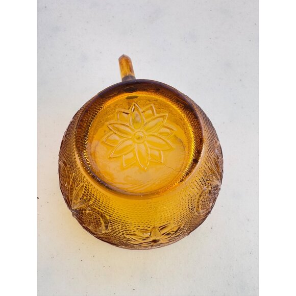 Vintage Tiara Chantilly Daisy Sandwich Amber Indiana Glass Coffee Tea Cup - Picture 5 of 6